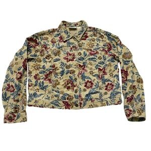 VTG Corduroy Jacket Womens‎ Large Floral Cottagecore Boho Academia Liz Claiborne